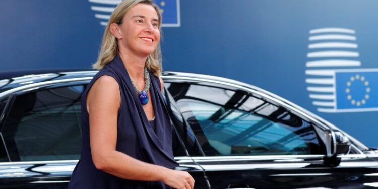 European Union High Representative for Foreign Affairs and Security Policy Federica Mogherini arrives to take part in a European Union leaders summit, in Brussels, Belgium July 2, 2019. Geoffroy Van Der Hasselt/Pool via REUTERS