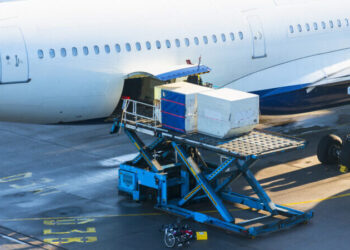 Airplane being loaded with cargo
