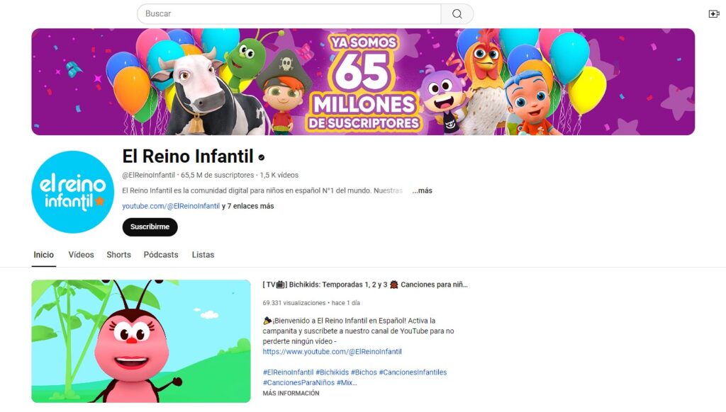 Canal de YouTube el Reino Infantil