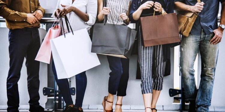 Female friends out shopping together