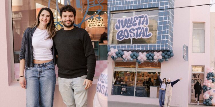 Julieta Bostal en su primer local de pastelería en Corrientes 96, Bahía Blanca